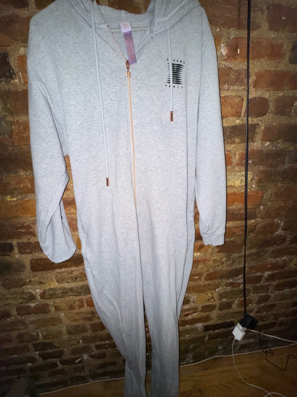 Savage X Fenty Light Gray Forever Savage Hooded Onesie - Picture 6 of 6
